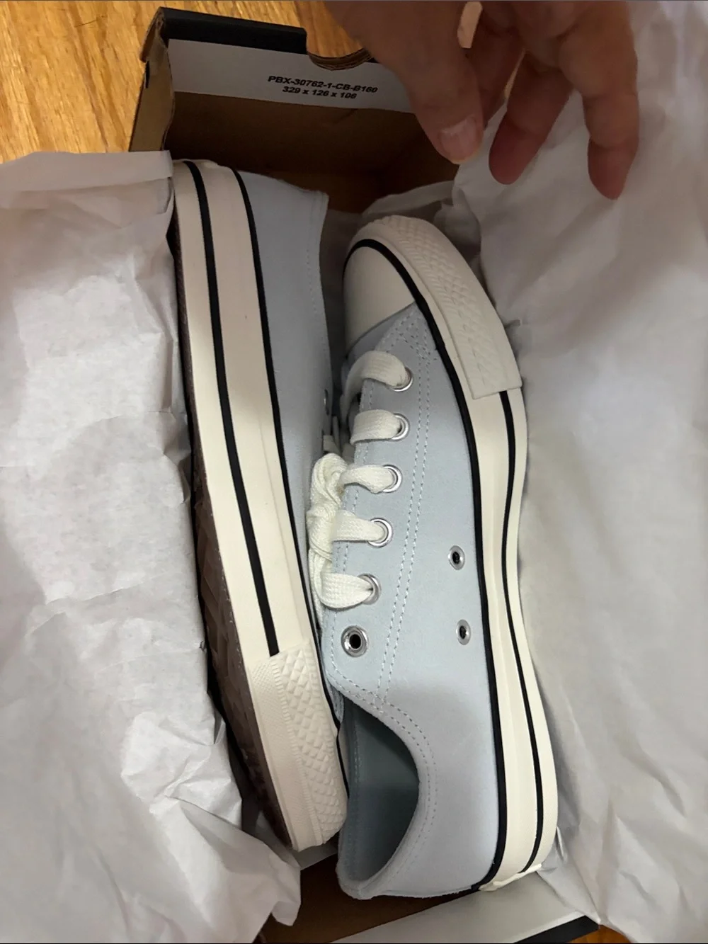 Converse Low Top Sneaker in Light Blue and White